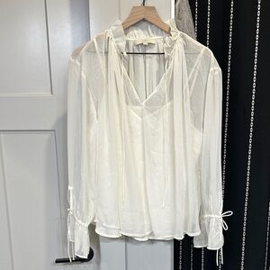 LOFT White Sheer Blouse
